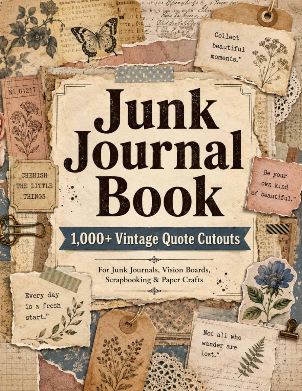 ler totalmente Junk Journal Book: 1,000+ Vintage Quote Cutout Images, Newspaper-Style Paper Scraps and Aesthetic Ephemera for Vision Boards, Scrapbooking and Collage Art
