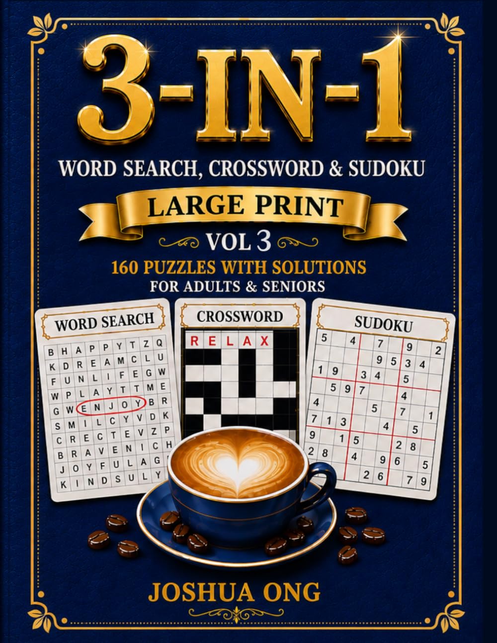 ler totalmente Large Print 3-in-1 Puzzle Book Vol 3: Word Search, Crossword and Sudoku Puzzles for Adults and Seniors (Easy Puzzle Books for Adults, Seniors and Kids)