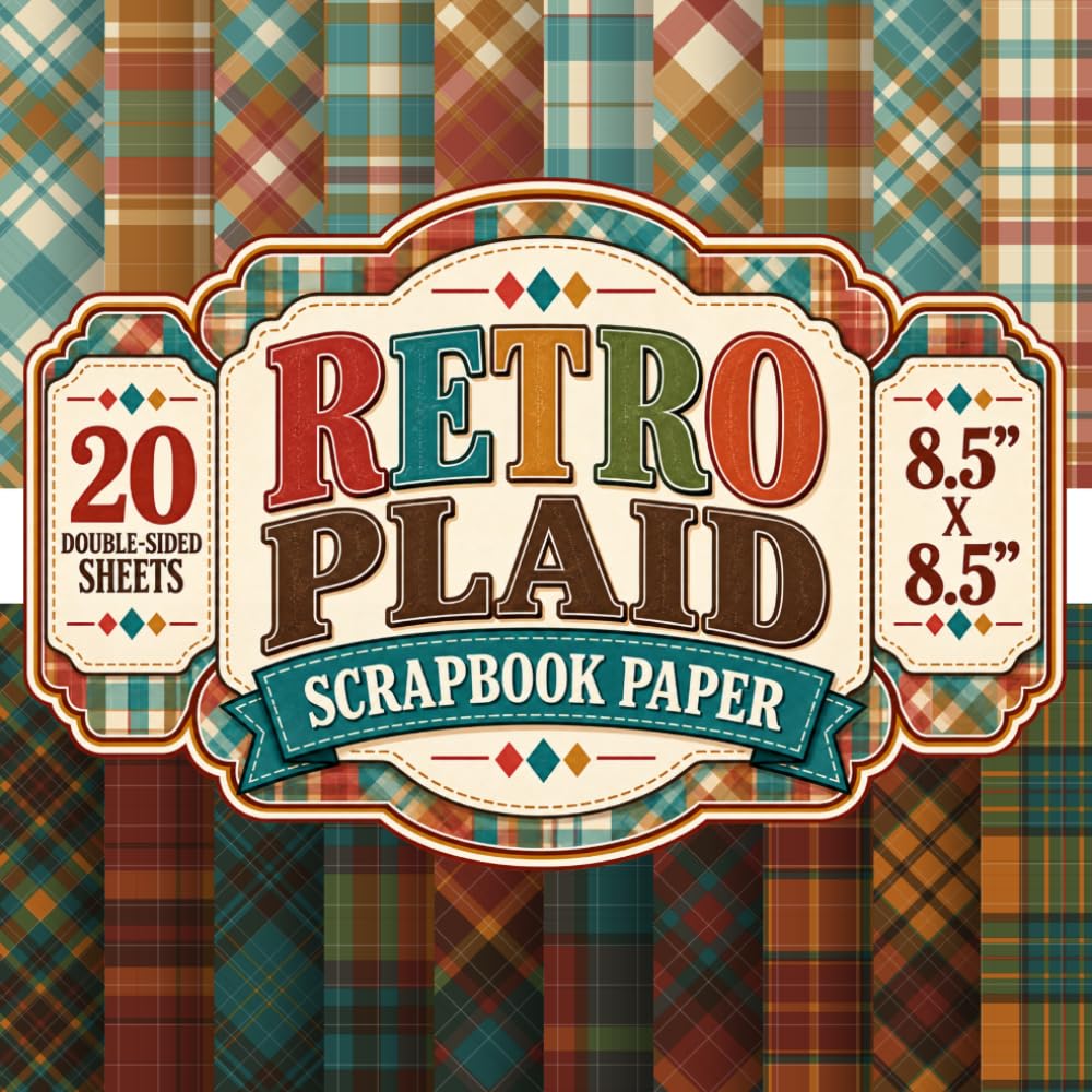 Retro Plaid Scrapbook Paper: 8.5" x 8.5" 20 Double-Sided Sheet 20 Designs Decorative Craft Paper with Vintage Tartan Patterns, Mid-Century Plaid... Card Making, Decoupage, Origami & Collage baixar o livro de graça