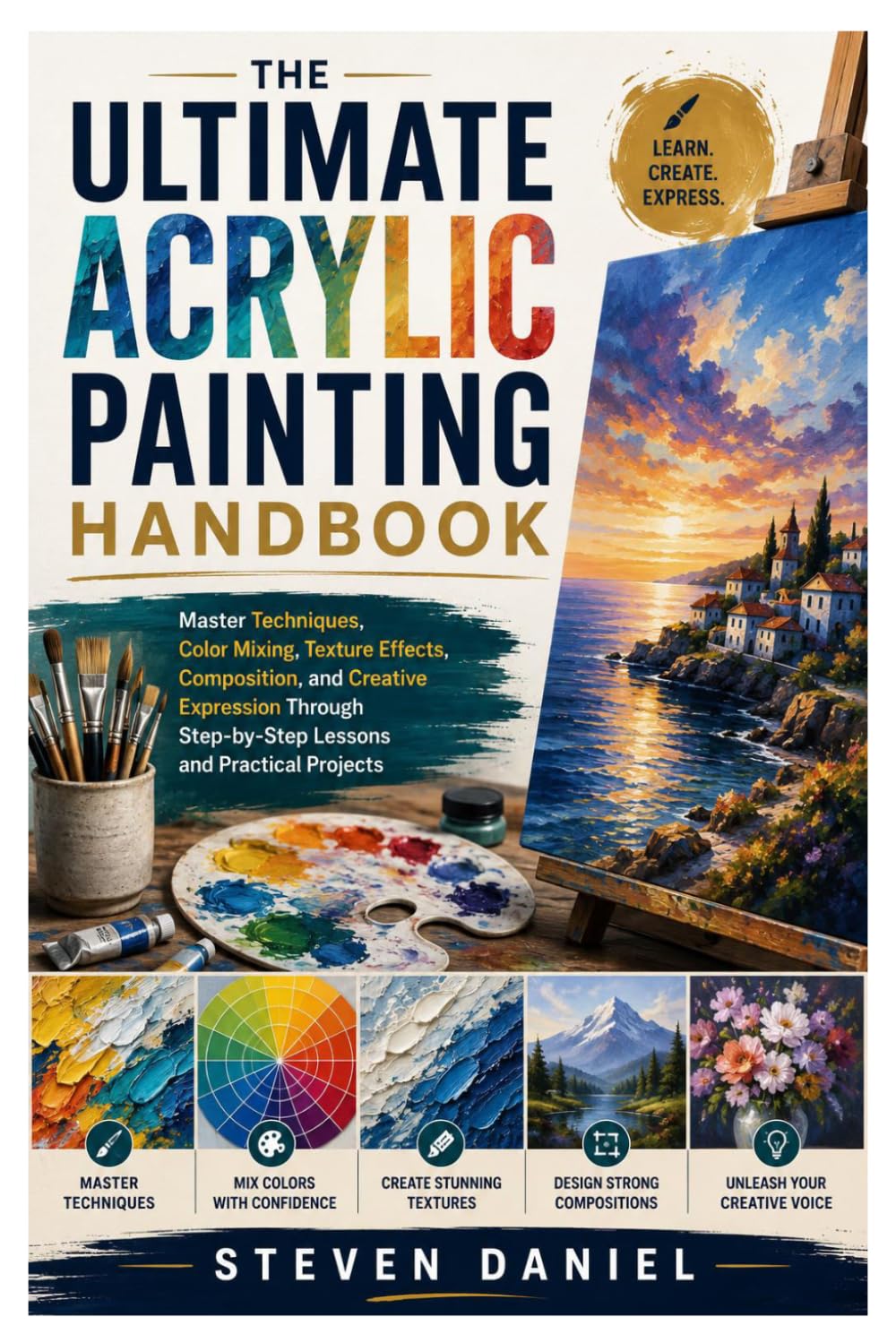 ler totalmente The Ultimate Acrylic Painting Handbook: Master Techniques, Color Mixing, Texture Effects, Composition, and Creative Expression Through Step-by-Step Lessons and Practical Projects