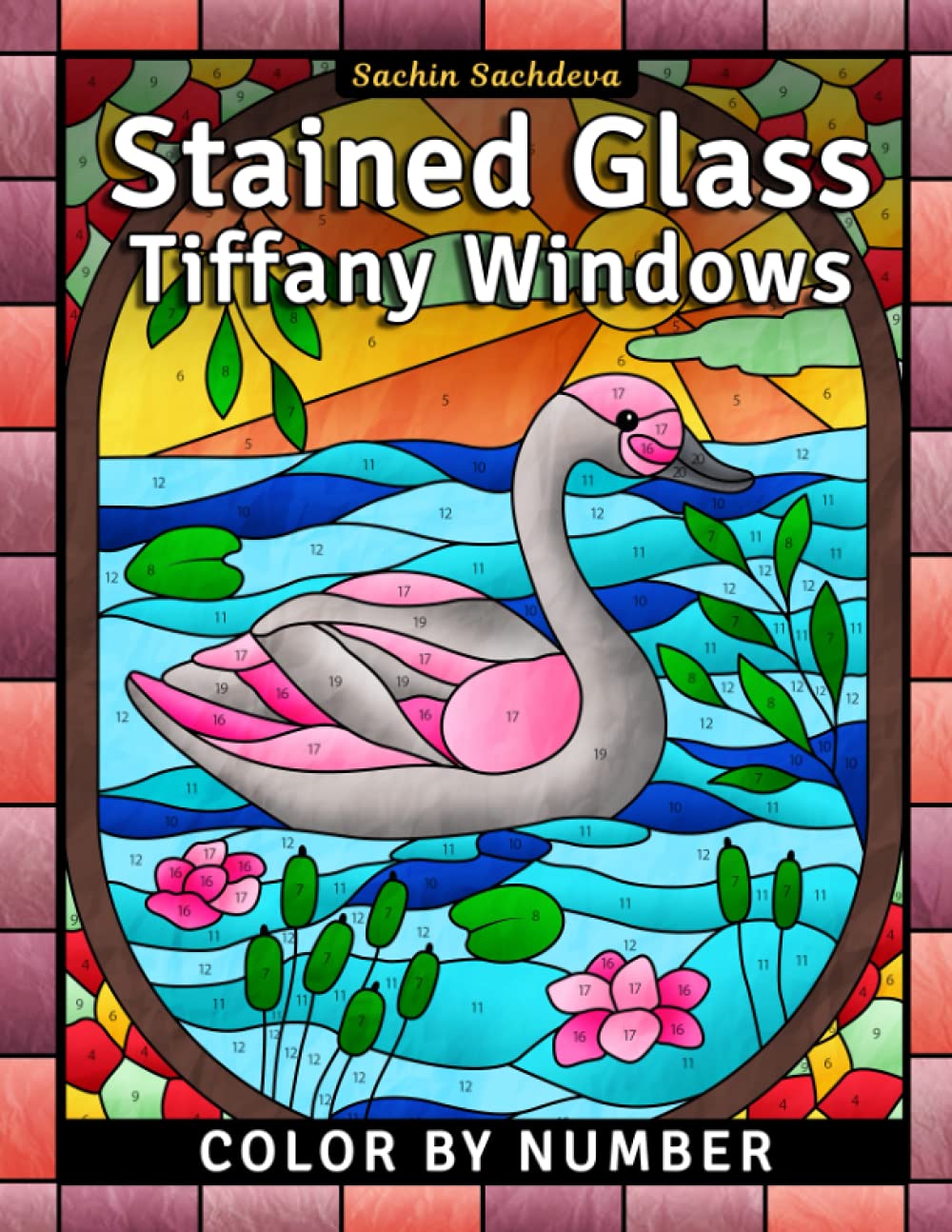 Stained Glass Tiffany Windows: Color by Number Coloring Book for Adults (Stained Glass Coloring Book for Adults) baixar livro de graça