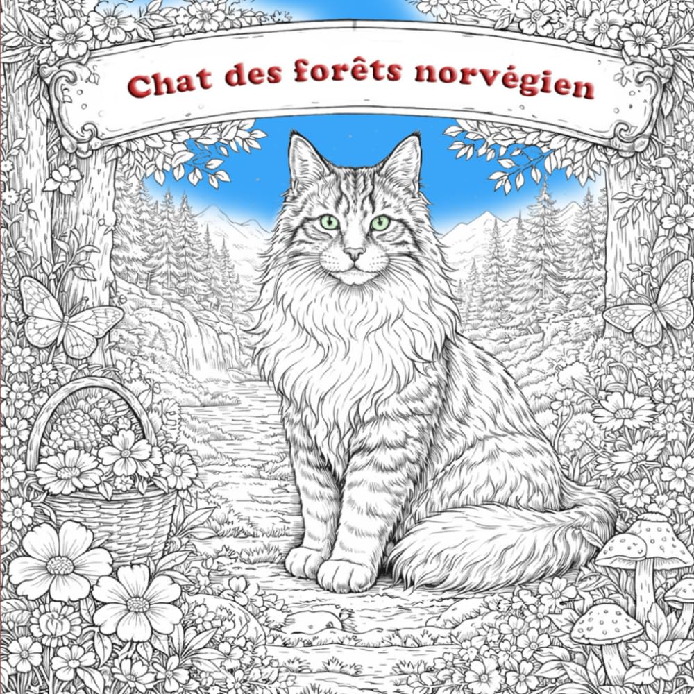 Livre de coloriage Chat des forêts norvégien: Pages à colorier relaxantes avec de magnifiques chats des forêts norvégiennes dans la nature et la vie quotidienne (French Edition) baixar o livro de graça