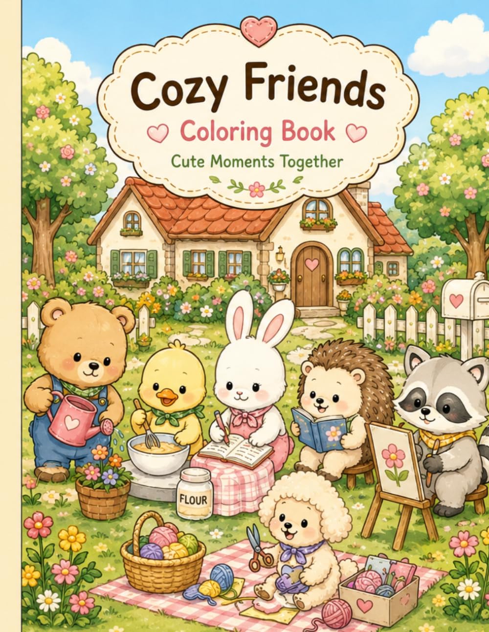 Cozy Friends Coloring Book: Cute and Cozy Animal Moments with Bold & Easy Designs for Adults and Relaxation baixar o livro de graça