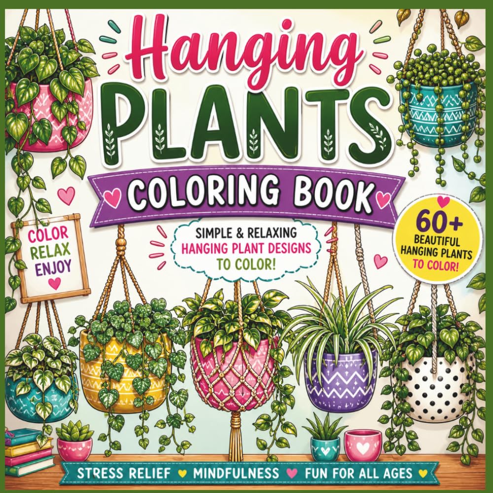 ler totalmente Hanging Plants Coloring Book: Bold & Easy Flowers Plant Coloring Book for Adults & Teens: Large Print Simple Designs for Stress Relief, Relaxation &... (Things I Want to Say Coloring Book Series)