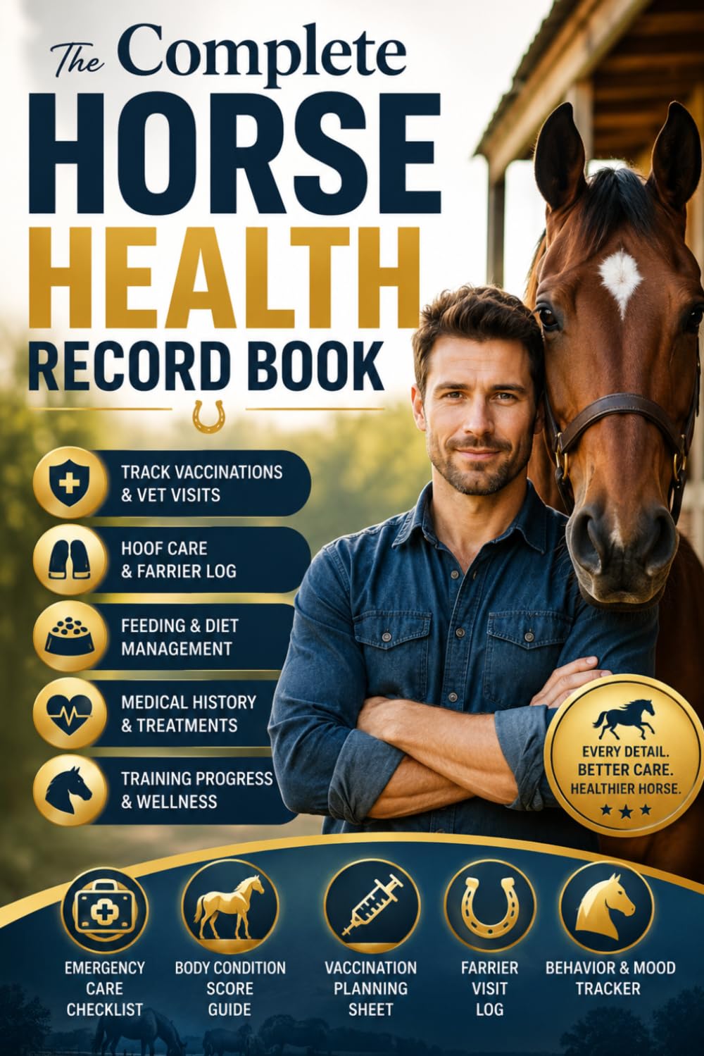 The Complete Horse Health Record Book: Track Vaccinations, Vet Visits, Feeding, Hoof Care, Training Progress, Medical History & Daily Horse Wellness in One Organized Logbook (PET) baixar o livro de graça