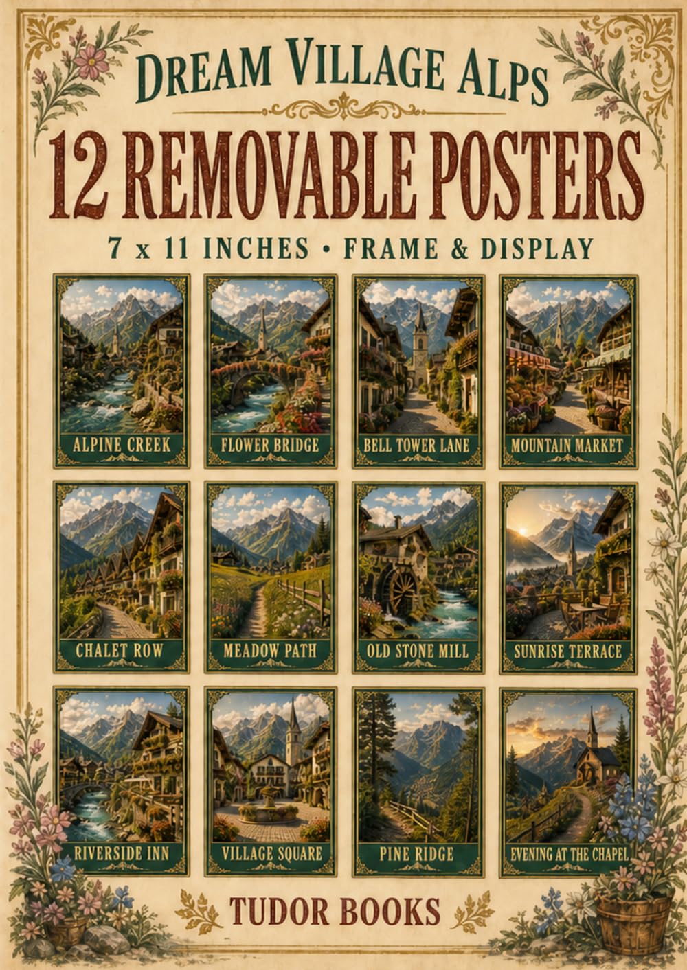 capítulo por capítulo baixar Dream Village Alps 12 Removable Posters: Vintage Alpine Village Wall Art | 7 x 11 Inch, Mountain, Chalet & Countryside Posters to Frame and Display