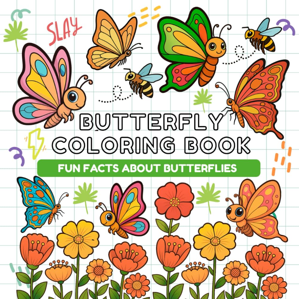 butterfly coloring book with fun facts: 40+ Cute Butterflies and Flowers to Color – Perfect for Kids and adults - 8.5 x 8.5 Inch Single-Sided Pages baixar livro de graça
