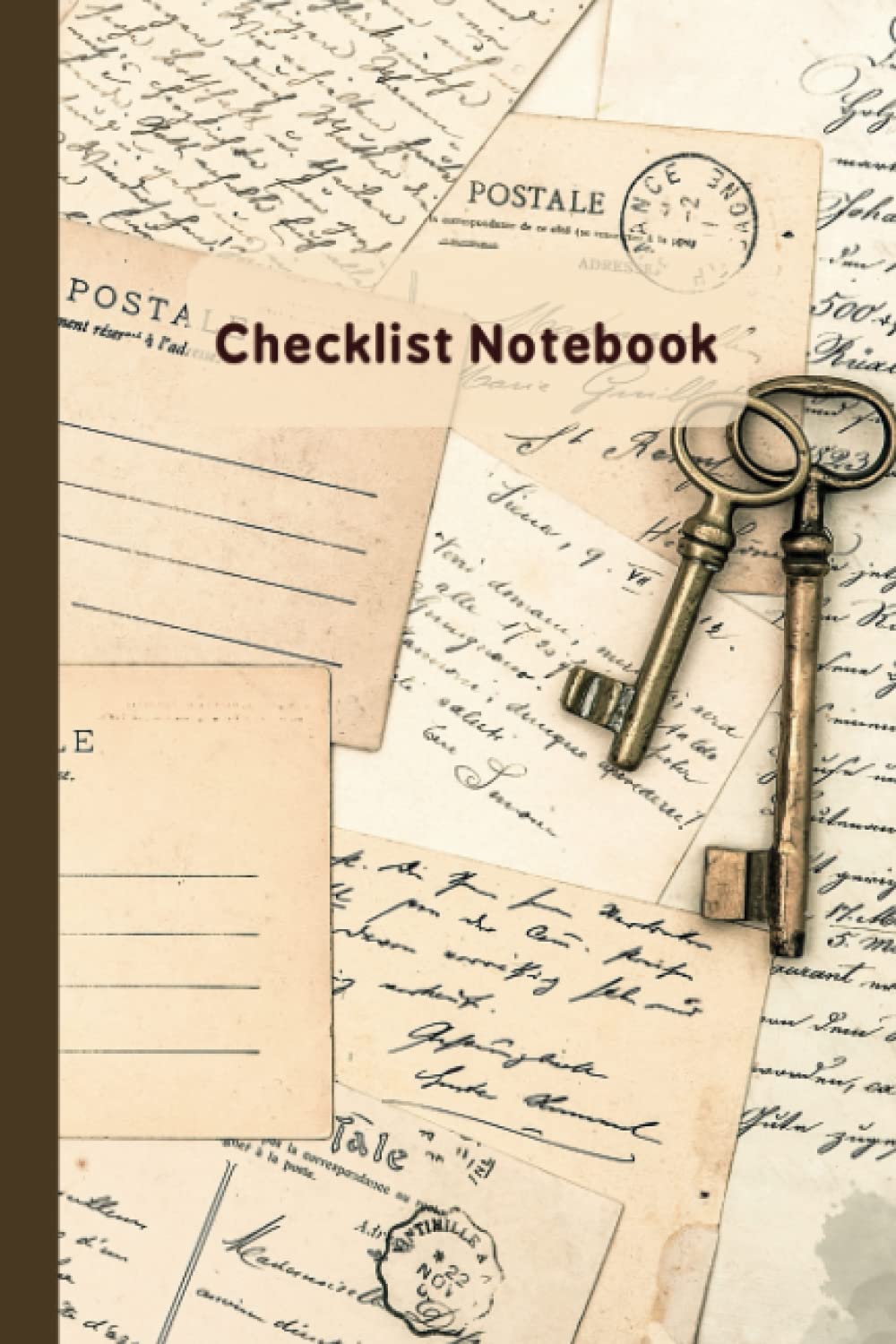 Checklist Notebook: Vintage Postcards Illustration Cover, Blank Checklist for Organizing, 100 Pages, 6 x 9 Inches, Composition Notebook for Postcards Lovers baixar livro de graça
