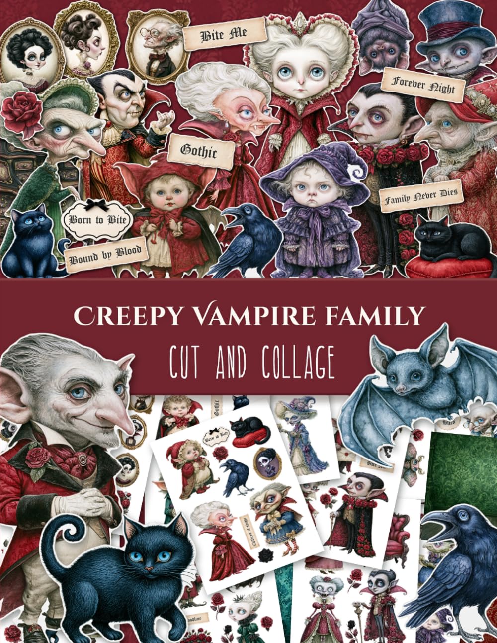 Creepy Vampire Family: Cut and Collage: Gothic Characters, Victorian Ephemera, Tags and Room Backgrounds for Junk Journals and Paper Crafts baixar o livro de graça