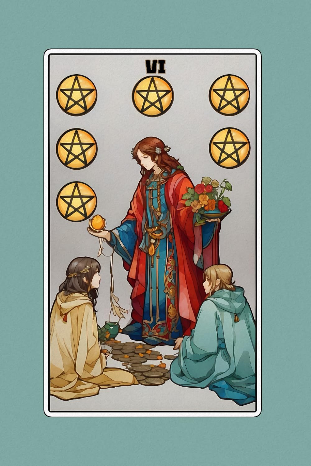 capítulo por capítulo baixar Six of Pentacles - Tarot Card Notebook - Card No.74 (Color Ed.): A5 Ruled Lined Tarot Journal Diary Sketchbook Notebook - Six of Pentacles (Generosity and Fairness)