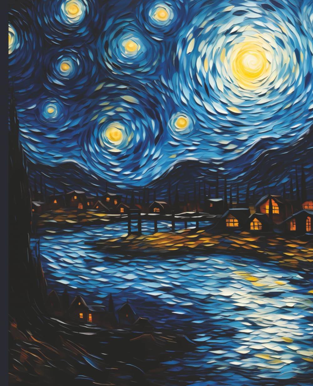Composition Notebook College Ruled: Starry Night Inspired Impressionist Oil Illustration | 7." x 9.25” Vintage French Landscape Artist Aesthetic Journal with 120 Pages | The Masters Collection