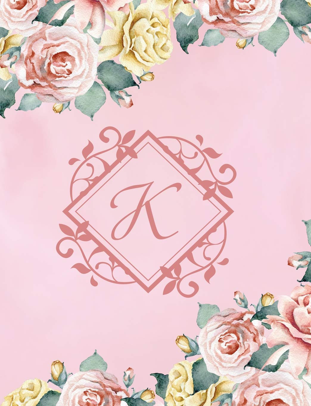 K: Monogram Initial Wide Ruled Notebook and Journal