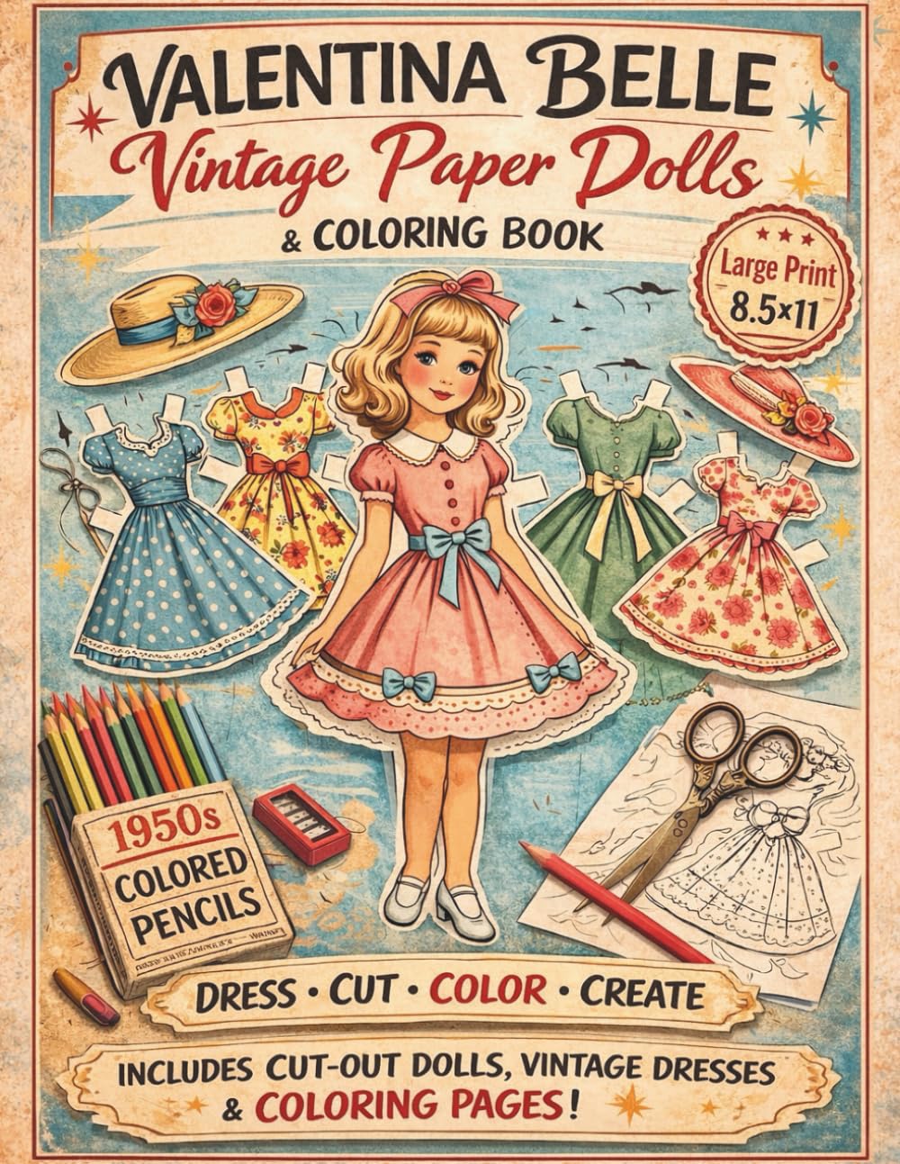 ler totalmente Valentina Belle Paper Doll: Vintage Dress-Up Paper Doll with Outfits to Cut, Color and Play