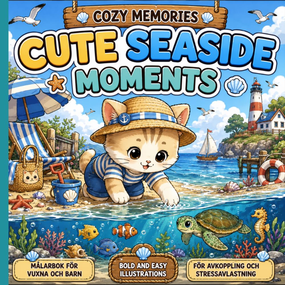 ler totalmente Cozy Memories: Cute Seaside Moments: Målarbok för vuxna och barn med strand- och havsmotiv, illustrationer för avkoppling och stressavlastning (Momo’s Cozy Memories) (Swedish Edition)
