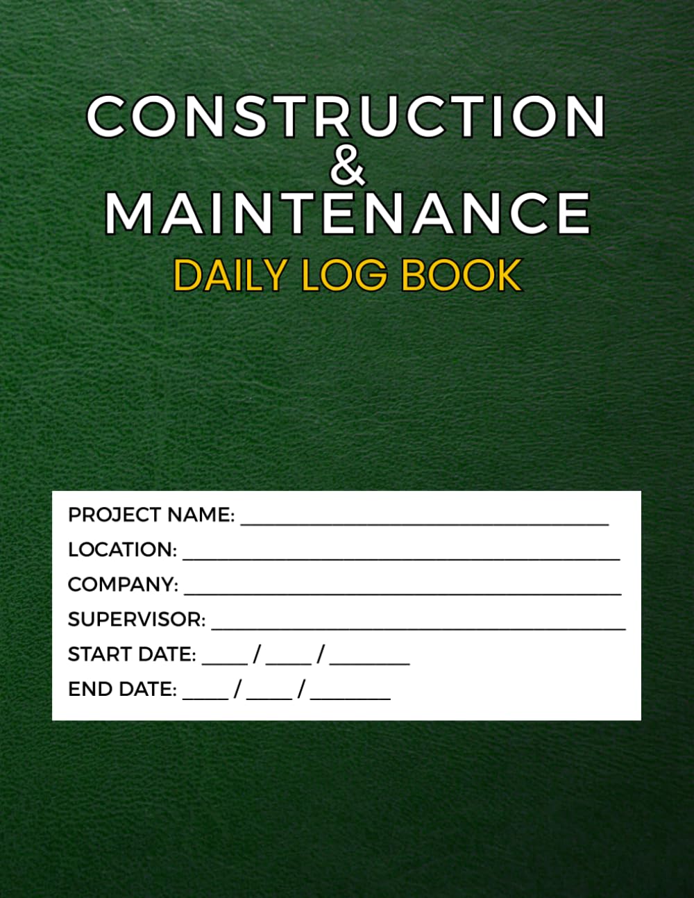 Construction & Maintenance Daily Log Book: Job site inspection record for organizing and planning your... progress, contractors and time sheets. Size 8.5x11 inches 110 pages. baixar livro de graça