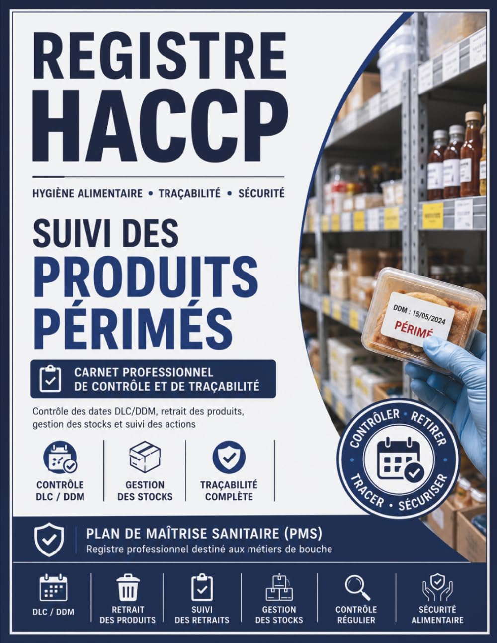 Registre HACCP – Suivi des Produits Périmés: Carnet Professionnel de Contrôle des Dates DLC/DDM, Retrait des Produits, Traçabilité et Gestion des ... et Cuisines Professionnelles (French Edition)