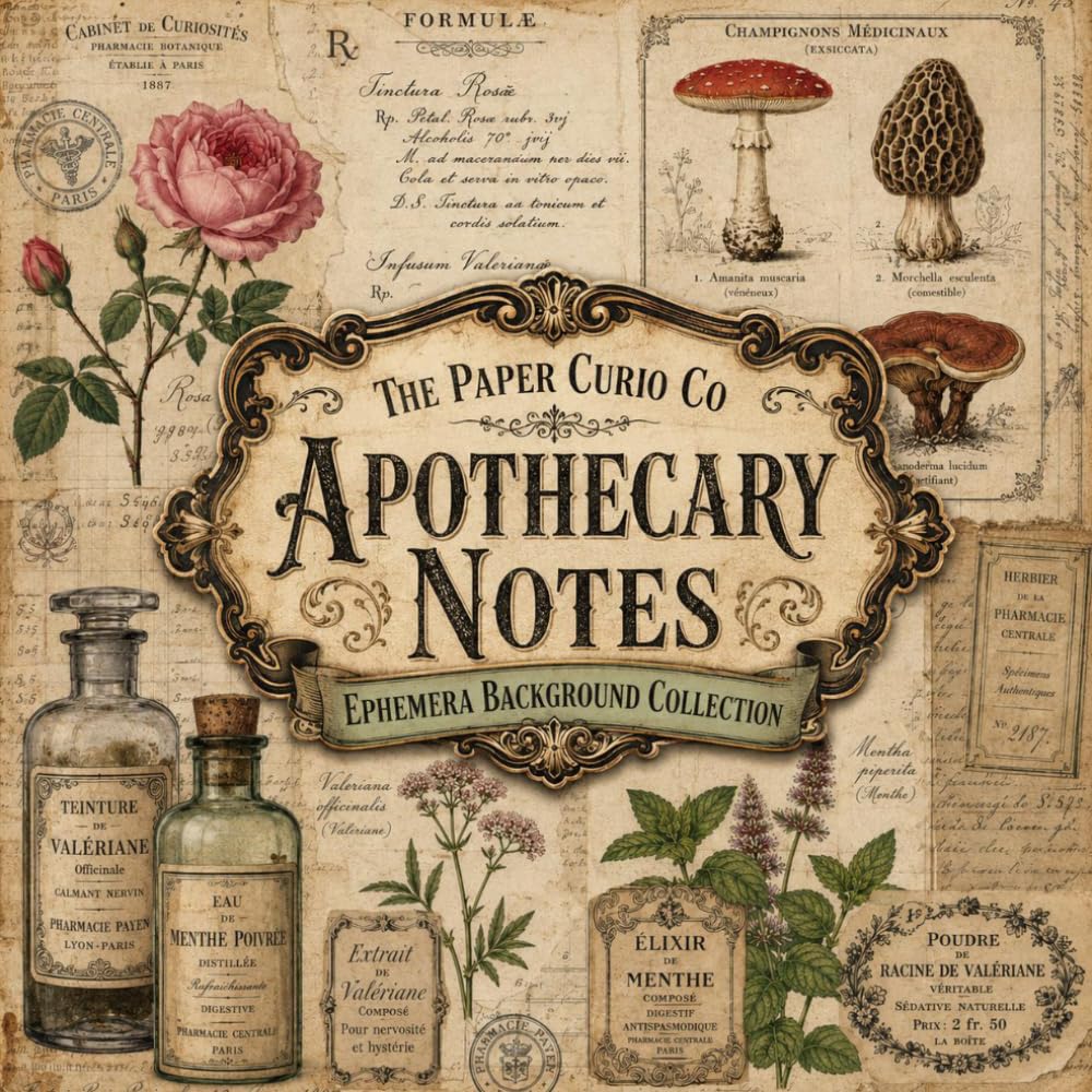 ler totalmente Ephemera Background Collection Apothecary Notes: Vintage Labels, Tags, Medicine Bottles, Backdrop Cut Out and Collage Art for Junk Journaling Scrapbooking Cardmaking and Mixed Media Art