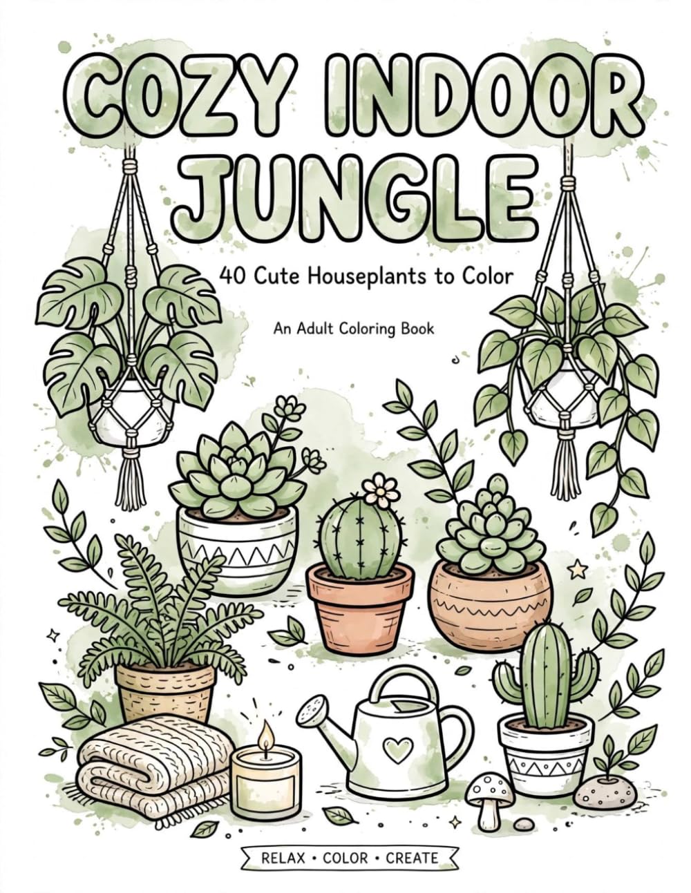 ler totalmente Cozy Indoor Jungle: 40 Cute Houseplants to Color: Adorable Potted Plants, Succulents, Cacti, Hanging Gardens & Hygge Corners Coloring Book for Adults and Plant Lovers for Relaxation and Mindfulness