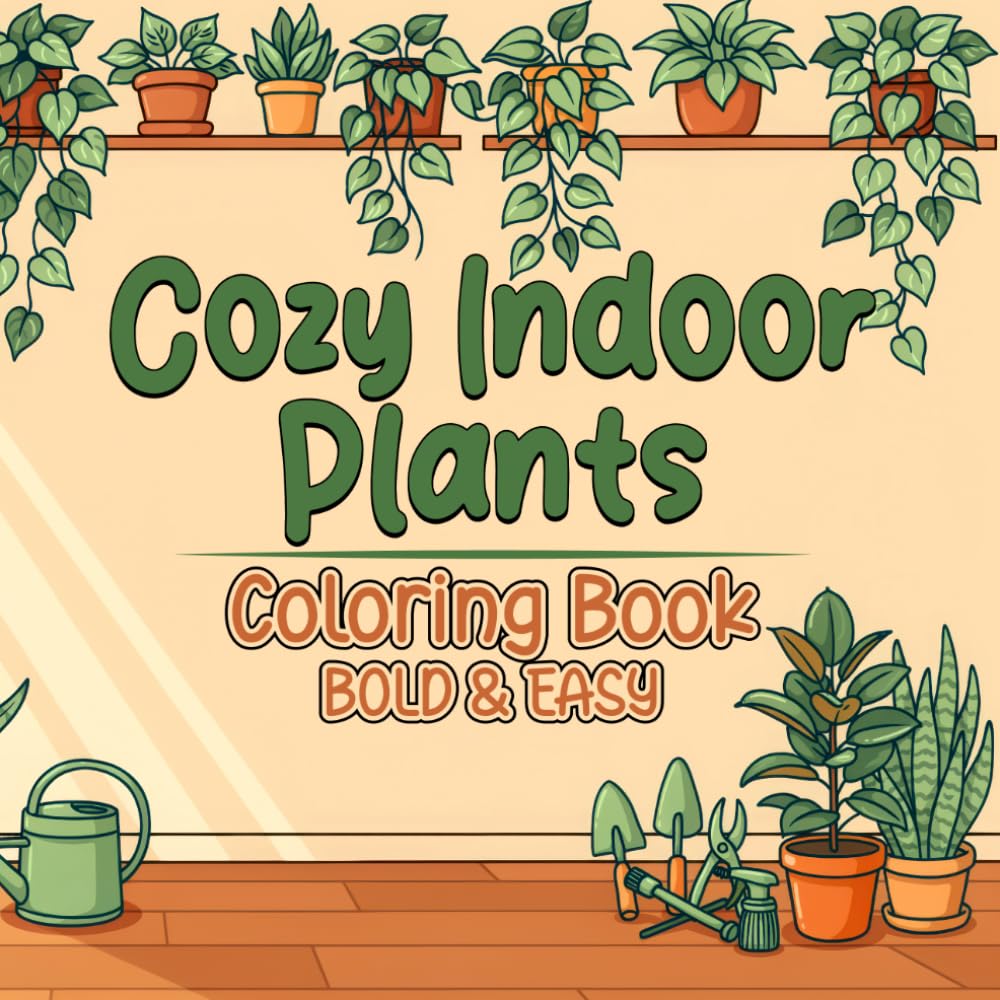 Cozy Indoor Plants Coloring Book Bold and Easy: Bold and Easy Houseplant Designs with Cozy Home Décor Tropical Plants and Relaxing Botanical Scenes... Beginners Stress Relief and Mindful Coloring baixar o livro de graça