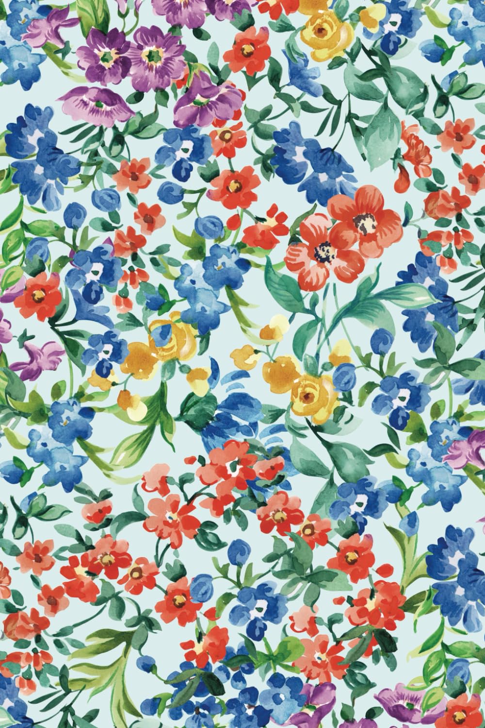 Ditsy floral paperback lined notebook 6x9 inches with gloss cover: Duck egg blue background with floral pattern baixar o livro de graça