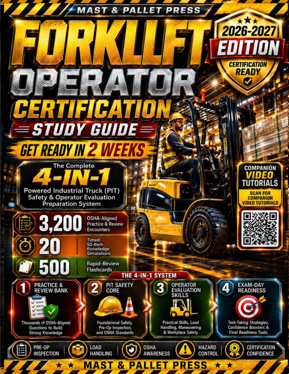 capítulo por capítulo baixar Forklift Operator Certification Study Guide 2026–2027: Get Ready in 2 Weeks | 4-in-1 Powered Industrial Truck (PIT) Safety & Evaluation Prep | 3200 Practice Encounters | 20 Timed Simulations | 20 Vids