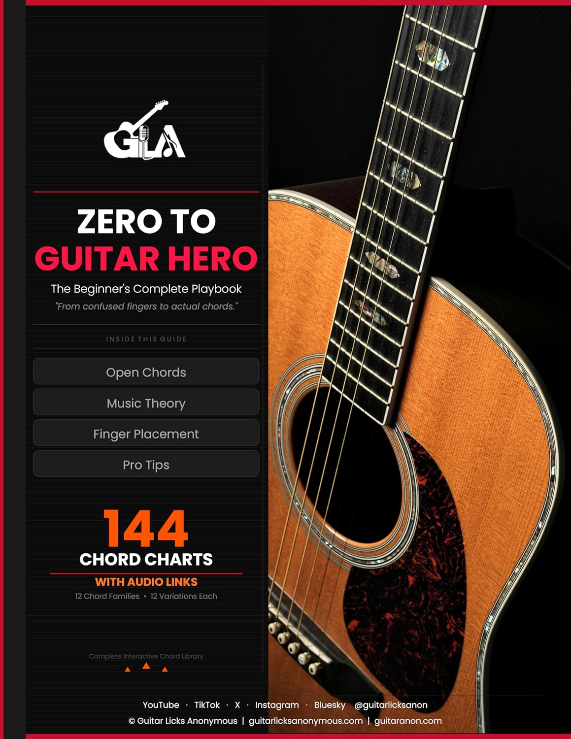 ler totalmente Zero to Guitar Hero: 144 Interactive Chord Charts with Audio Links — The Complete Beginner Guitar Guide (Book 1): Hear most of the chords with one click (English Edition)