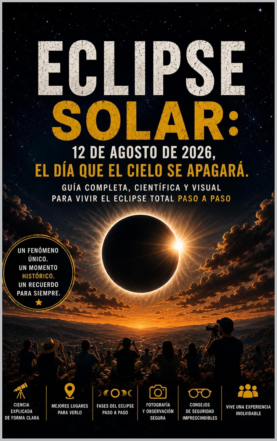 ECLIPSE SOLAR: 12 de agosto de 2026, el día que el cielo se apagará.: Guía completa, científica y visual para vivir el eclipse total (Spanish Edition) baixar o livro de graça