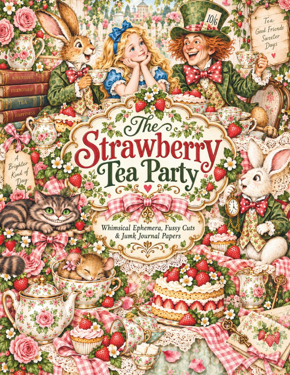 The Strawberry Tea Party: Wonderland-Inspired Ephemera, Fussy Cuts, Storybook Characters & Junk Journal Papers baixar livro de graça