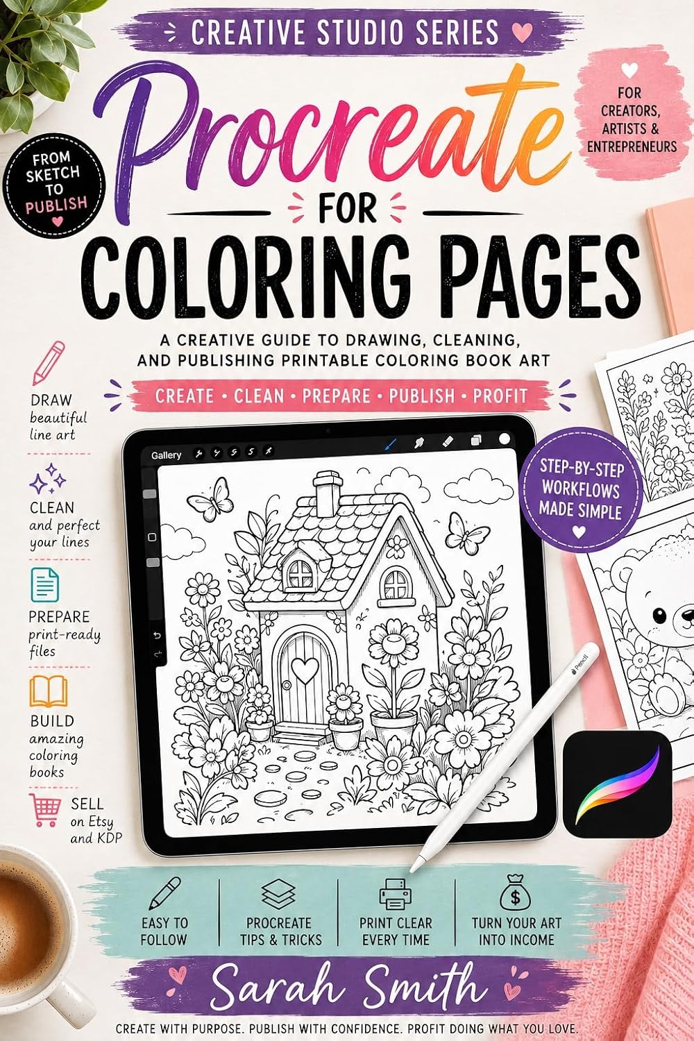 ler totalmente Procreate for Coloring Pages: A Creative Guide to Drawing, Cleaning, and Publishing Printable Coloring Book Art (The Creative Studio Series 19) (English Edition)