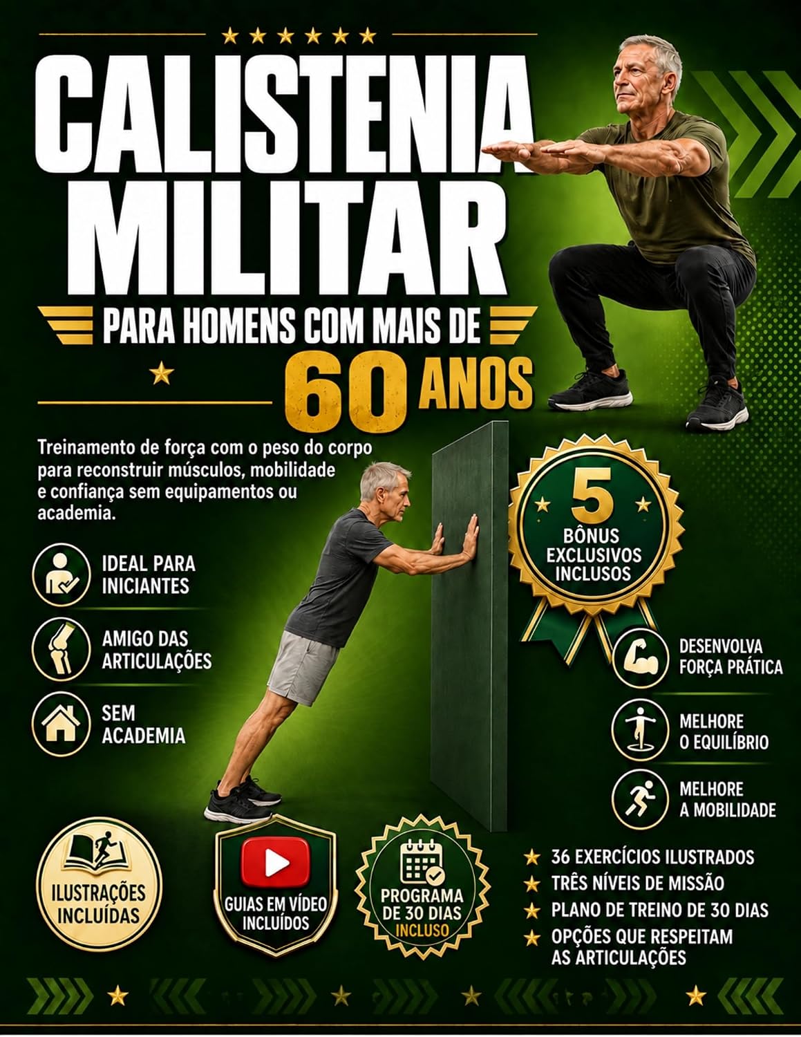 capítulo por capítulo baixar CALISTENIA MILITAR PARA HOMENS COM MAIS DE 60 ANOS: Treinamento de força com o peso do corpo para reconstruir músculos, mobilidade e confiança sem equipamentos ou academia.