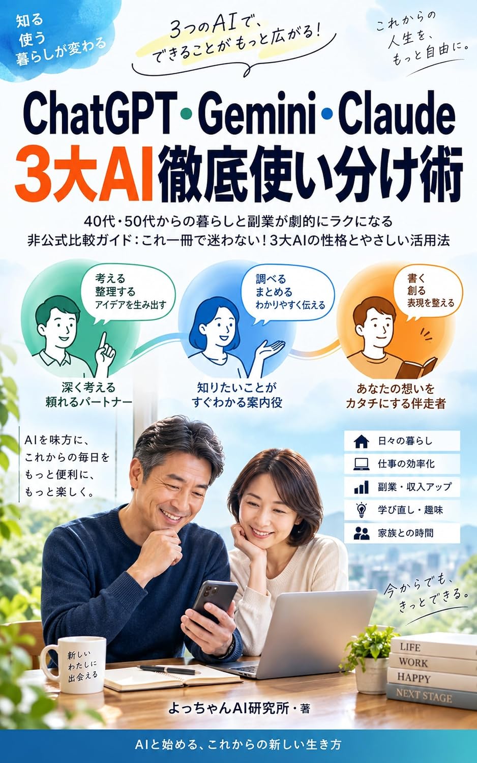 ChatGPT Gemini Claude 3dai AI tettei tsukaiwakejutsu: 40dai 50dai karano kurashi to fugyou ga gekiteki ni raku ni naru hikoushiki hikaku gaido (Japanese Edition) baixar livro de graça