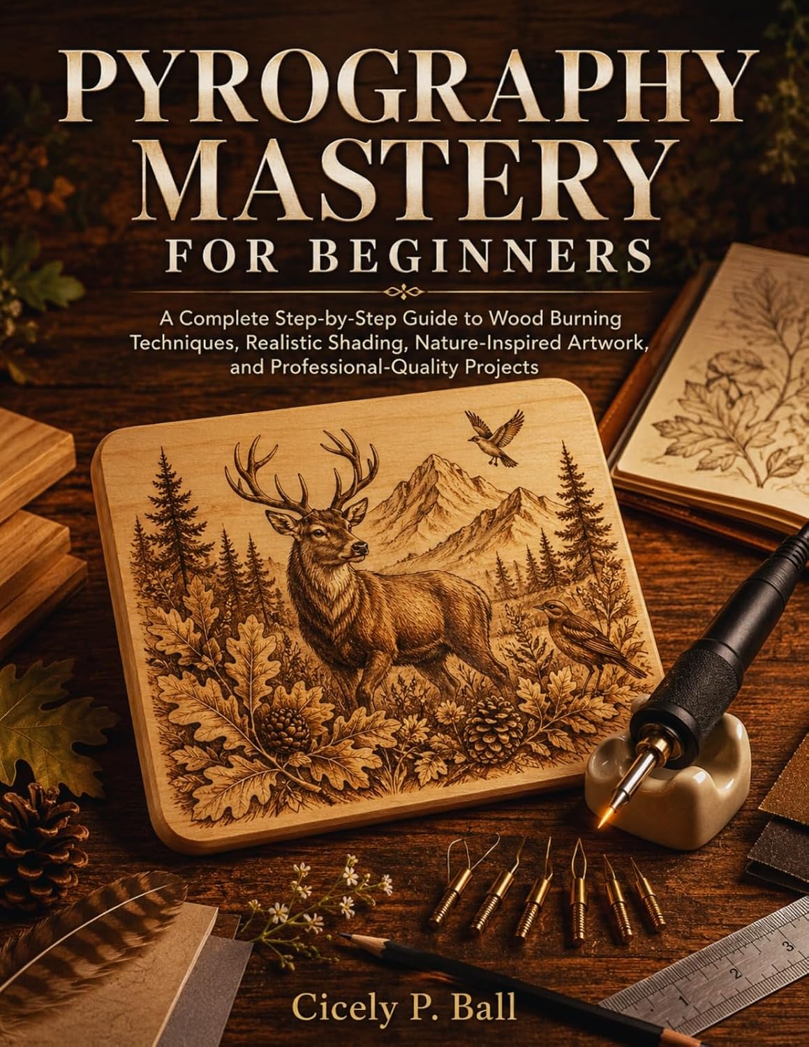 ler totalmente PYROGRAPHY MASTERY FOR BEGINNERS: A Complete Step-by-Step Guide to Wood Burning Techniques, Realistic Shading, Nature-Inspired Artwork, and Professional-Quality Projects (English Edition)