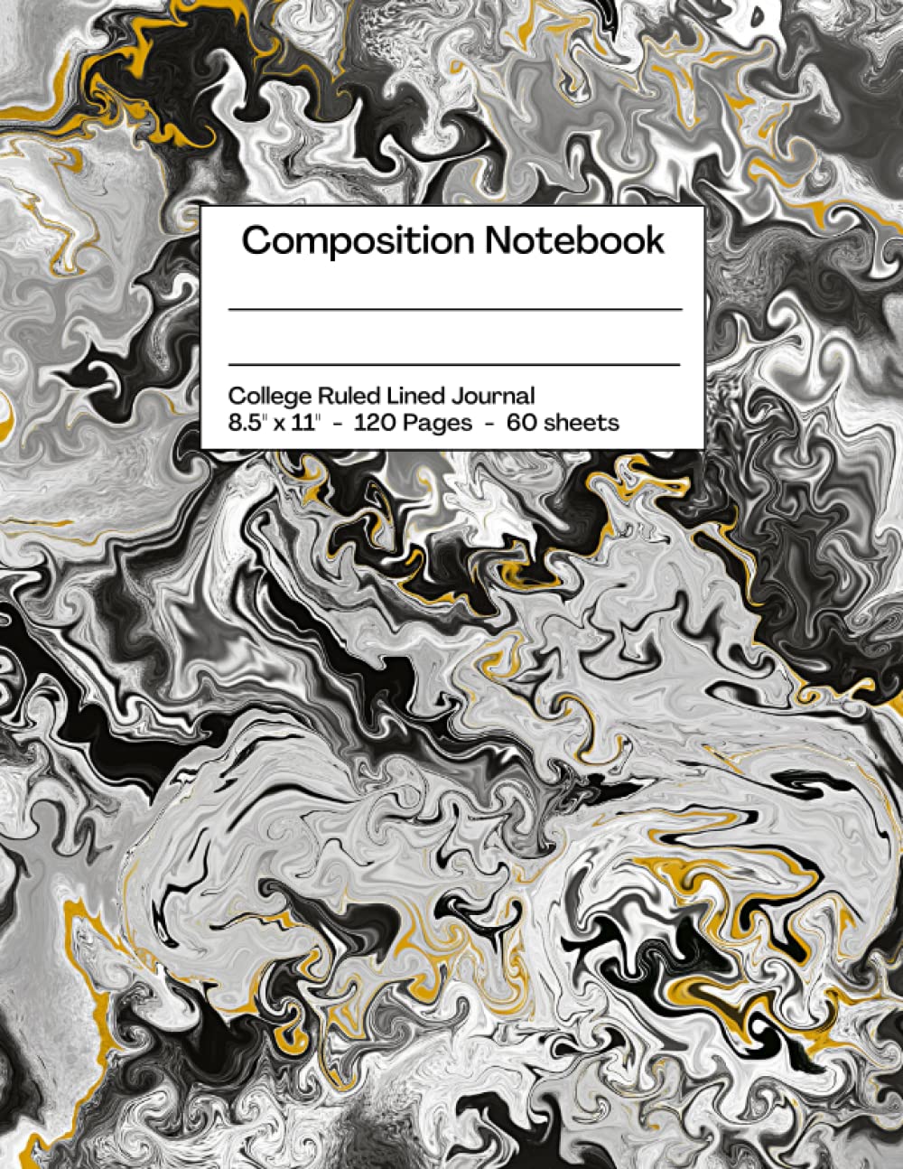 ler totalmente College Ruled Composition Notebook: Pretty Liquid Black Moonstone Crystal Marble With Gold Accents