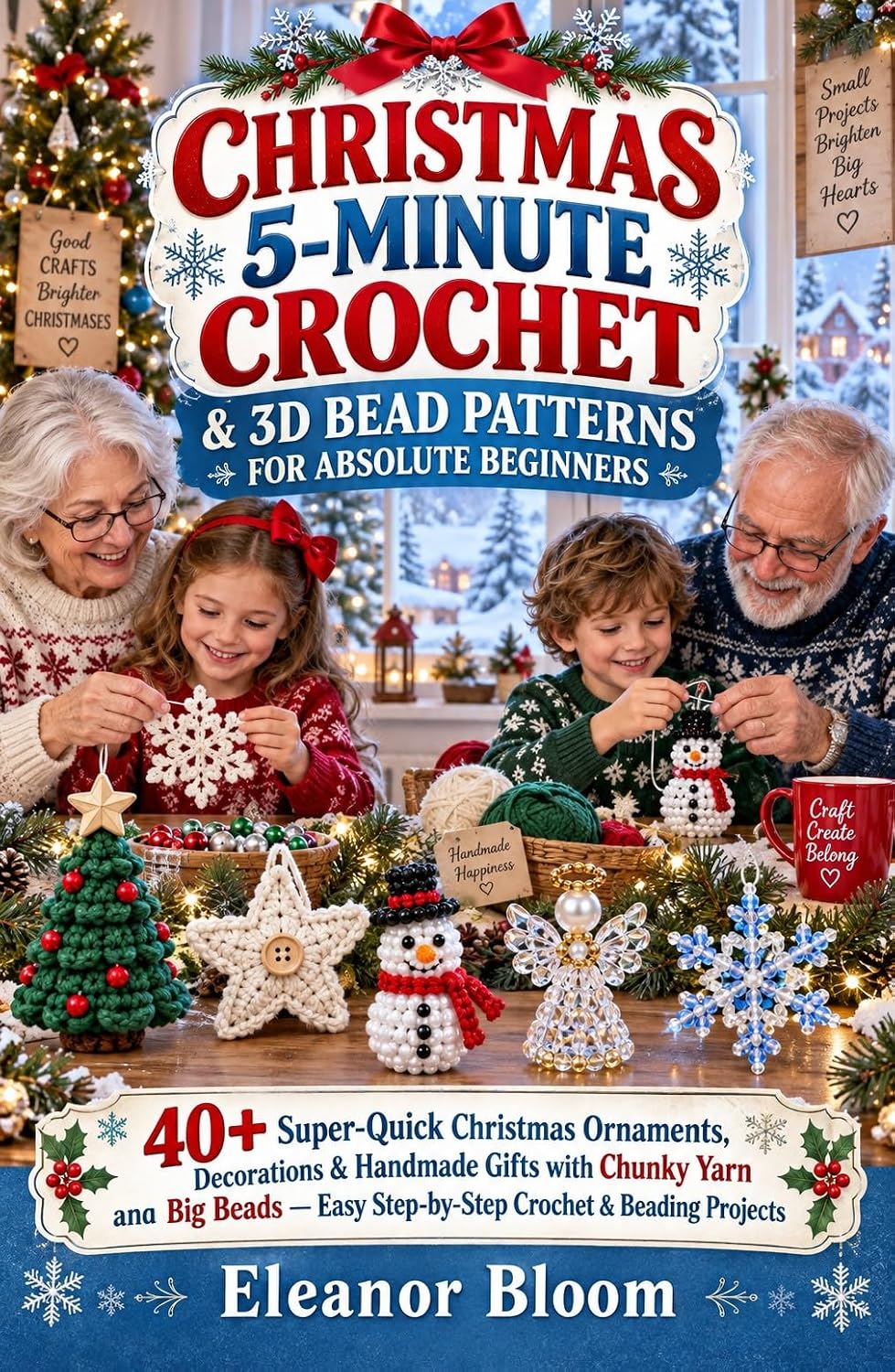 capítulo por capítulo baixar CHRISTMAS 5-MINUTE CROCHET & 3D BEAD PATTERNS FOR ABSOLUTE BEGINNERS: 40+ Super-Quick Christmas Ornaments, Decorations & Handmade Gifts with Chunky Yarn... Crochet & Beading Projects (English Edition)