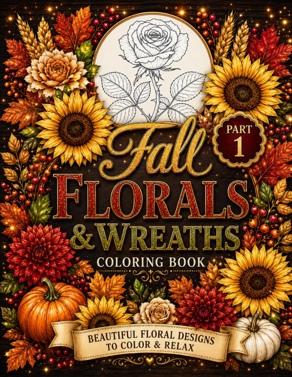 Fall Florals & Wreaths Coloring Book Part-1: 50 Beautifully Detailed Designs Featuring Fall Flower Bouquets, Autumn Wreaths, Sunflowers, and Botanical... — A Relaxing Coloring Experience for Adults baixar o livro de graça