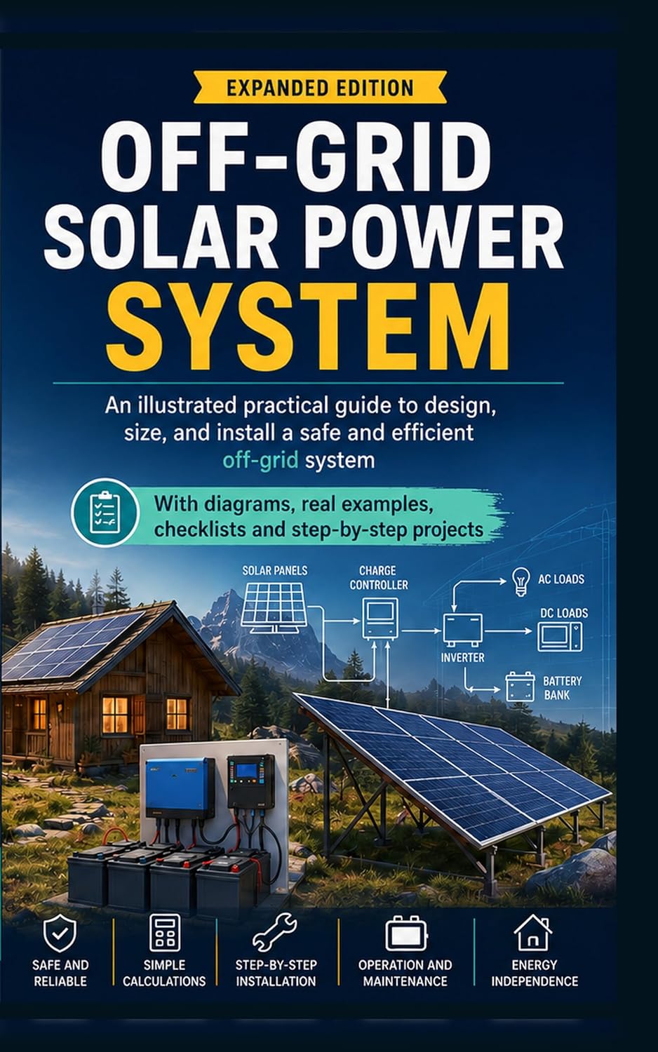 ler totalmente OFF-GRID SOLAR POWER SYSTEM: Practical illustrated guide to design, size and maintain a safe and efficient stand-alone photovoltaic system (English Edition)