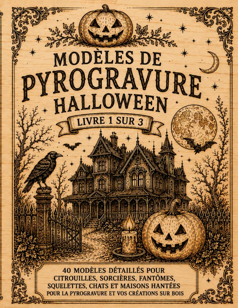Modèles de pyrogravure: Livre 1 sur 3 | Modèles à décalquer, transférer et graver sur bois | Motifs Halloween avec citrouilles, sorcières, fantômes,... noirs et maisons hantées (French Edition) baixar o livro de graça