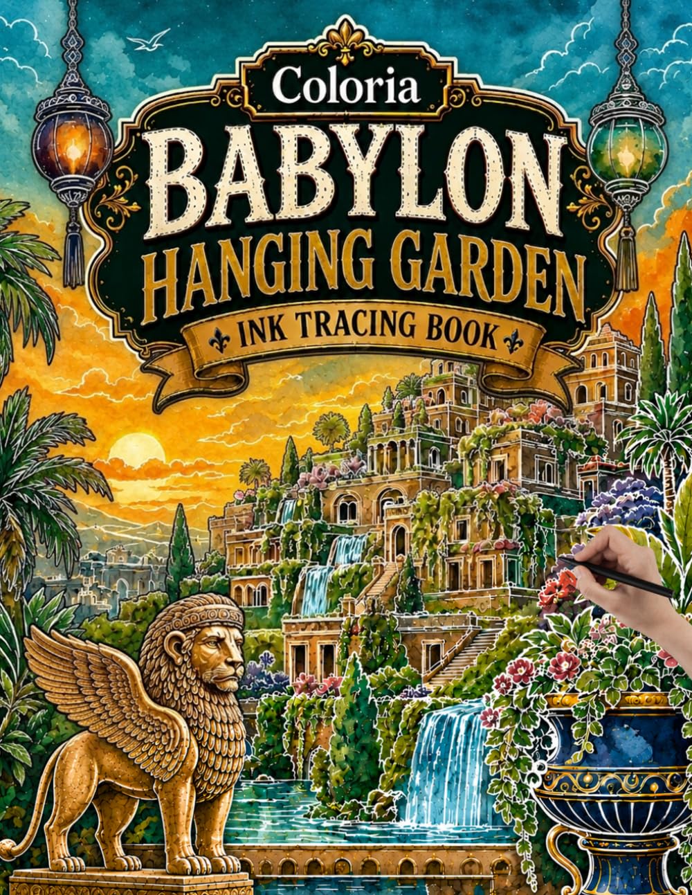 Coloria-Ink Tracing Babylon Hanging Garden: A Fantasy Watercolor Ink Tracing Coloring Book for Adults Featuring Large Babylon Hanging Garden Designs... Relief, Mindfulness, and Creative Relaxation baixar o livro de graça