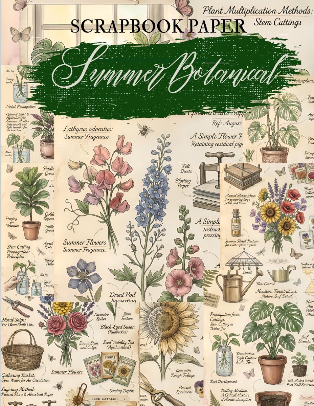 capítulo por capítulo baixar Summer Botanical Scrapbook Paper: High Quality Illustrations Of Flowers, For Ephemera, Mixed Media, and More.