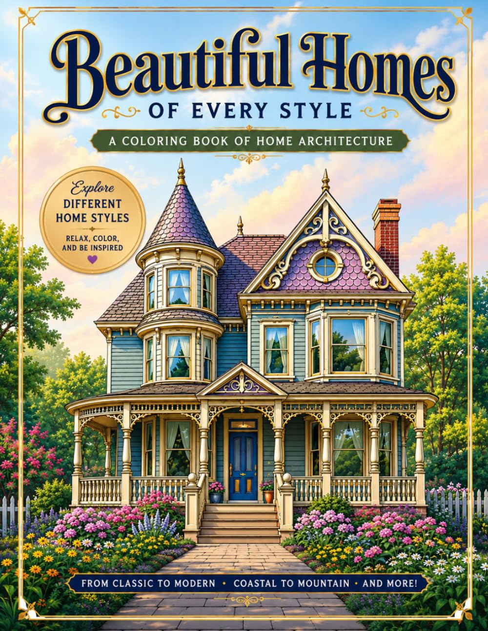 ler totalmente Beautiful Homes of Every Style: A Coloring Book of Home Architecture