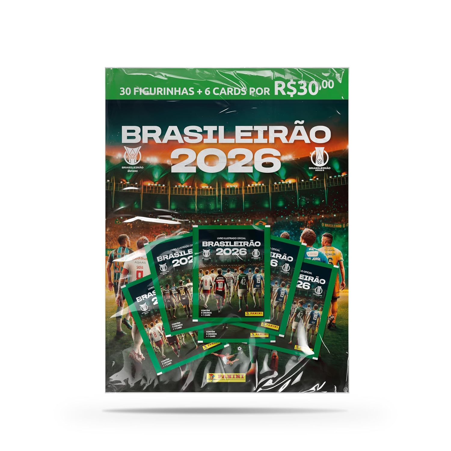 Kit com 6 Envelopes de Figurinhas BRASILEIRÃO 2026 (Contém 30 figurinhas)