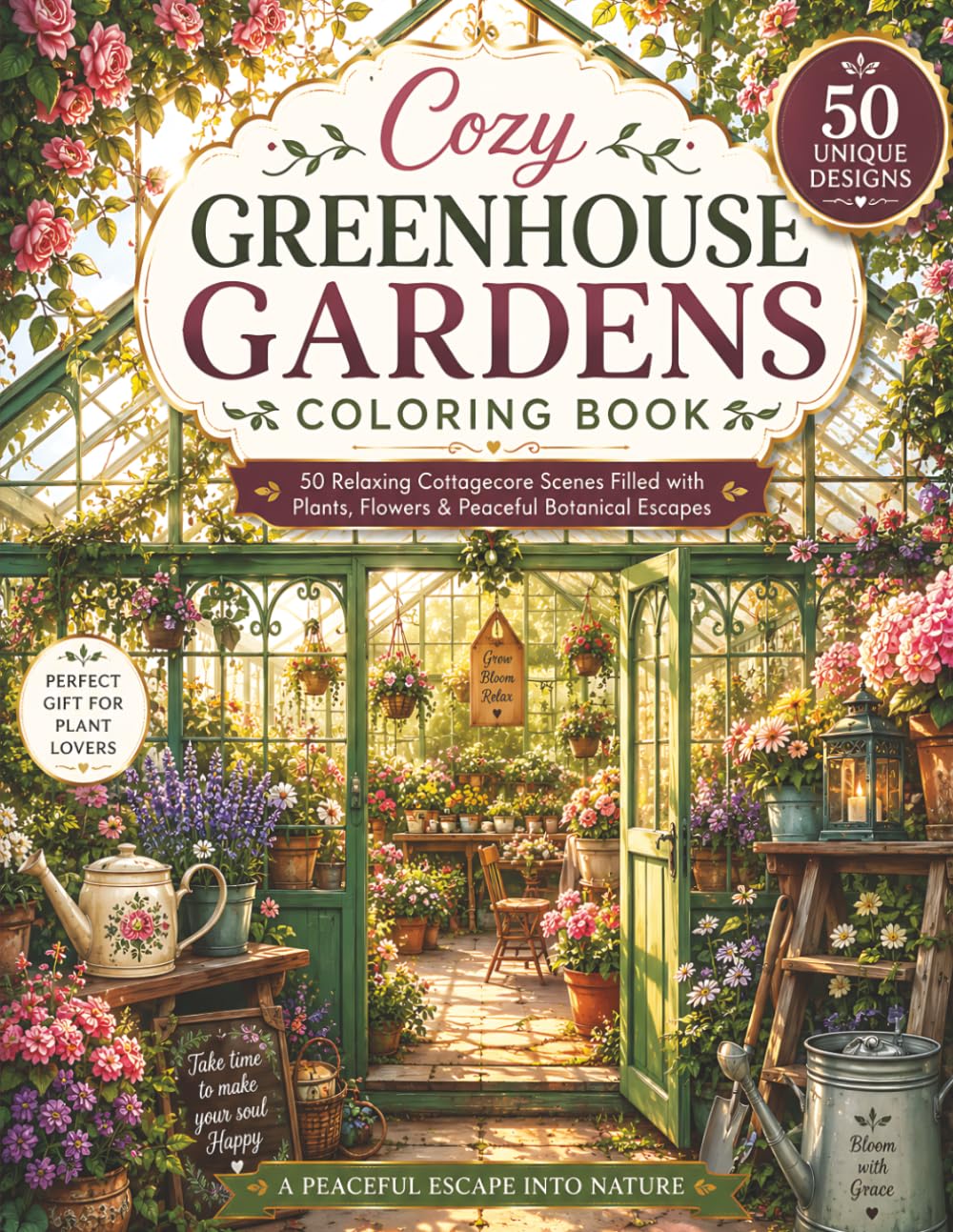 ler totalmente Cozy Greenhouse Gardens Coloring Book: 50 Relaxing Cottagecore Scenes Filled with Plants, Flowers and Peaceful Botanical Escapes for Adults and Teens