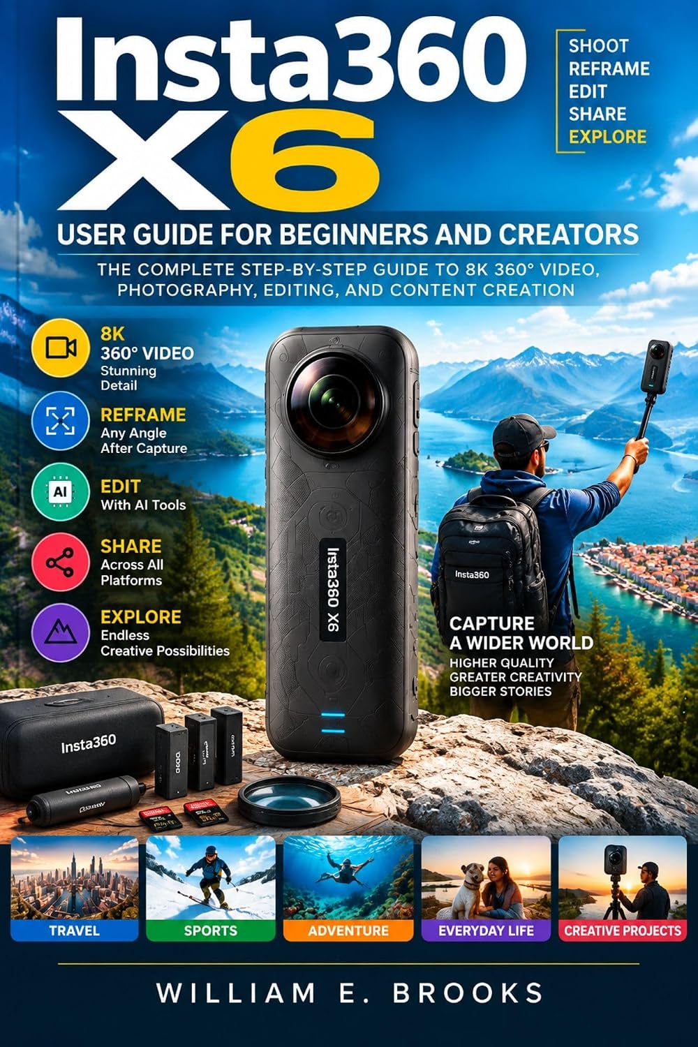 INSTA360 X6 MASTERCLASS: The Complete Step-by-Step Guide to 8K 360° Video, Photography, AI Editing, Reframing, Camera Settings, Creative Shooting, Accessories,... Content Creation (English Edition) baixar livro de graça