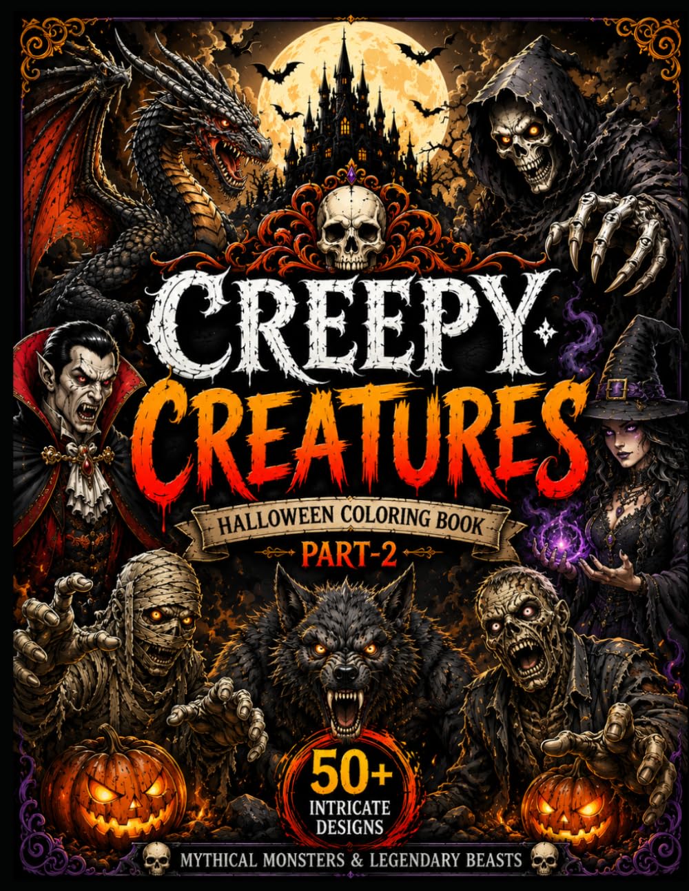 Creepy Creatures Halloween Coloring Book part-2: Creepy Creatures Halloween, Spooky and Mysterious Designs for Relaxation, Creativity and Stress Relief baixar o livro de graça