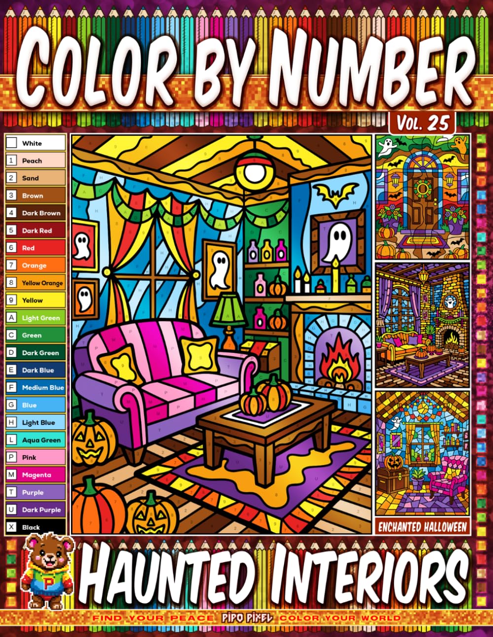 capítulo por capítulo baixar Color by Number Vol. 25 - Haunted Interiors: Enchanted Halloween Edition - 20 Pages in Diverse Art Styles - Spooky Rooms And Cozy Halloween Decor