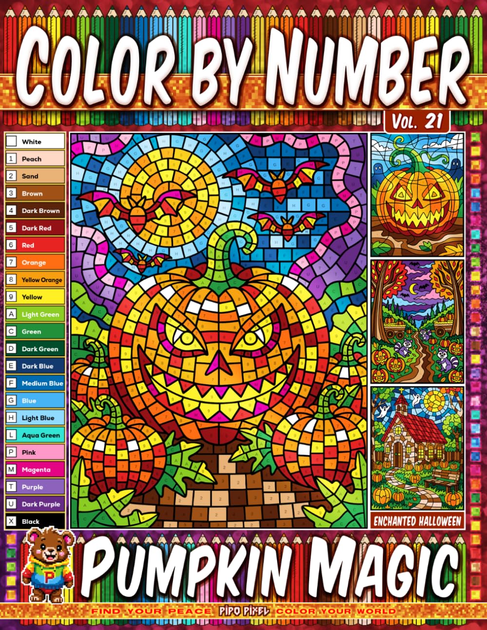 Color by Number Vol. 21 - Pumpkin Magic: Enchanted Halloween Edition - 20 Pages in Diverse Art Styles - Glowing Pumpkins And Whimsical Autumn Scenes (Premium Print: Diverse Art Styles) baixar livro de graça