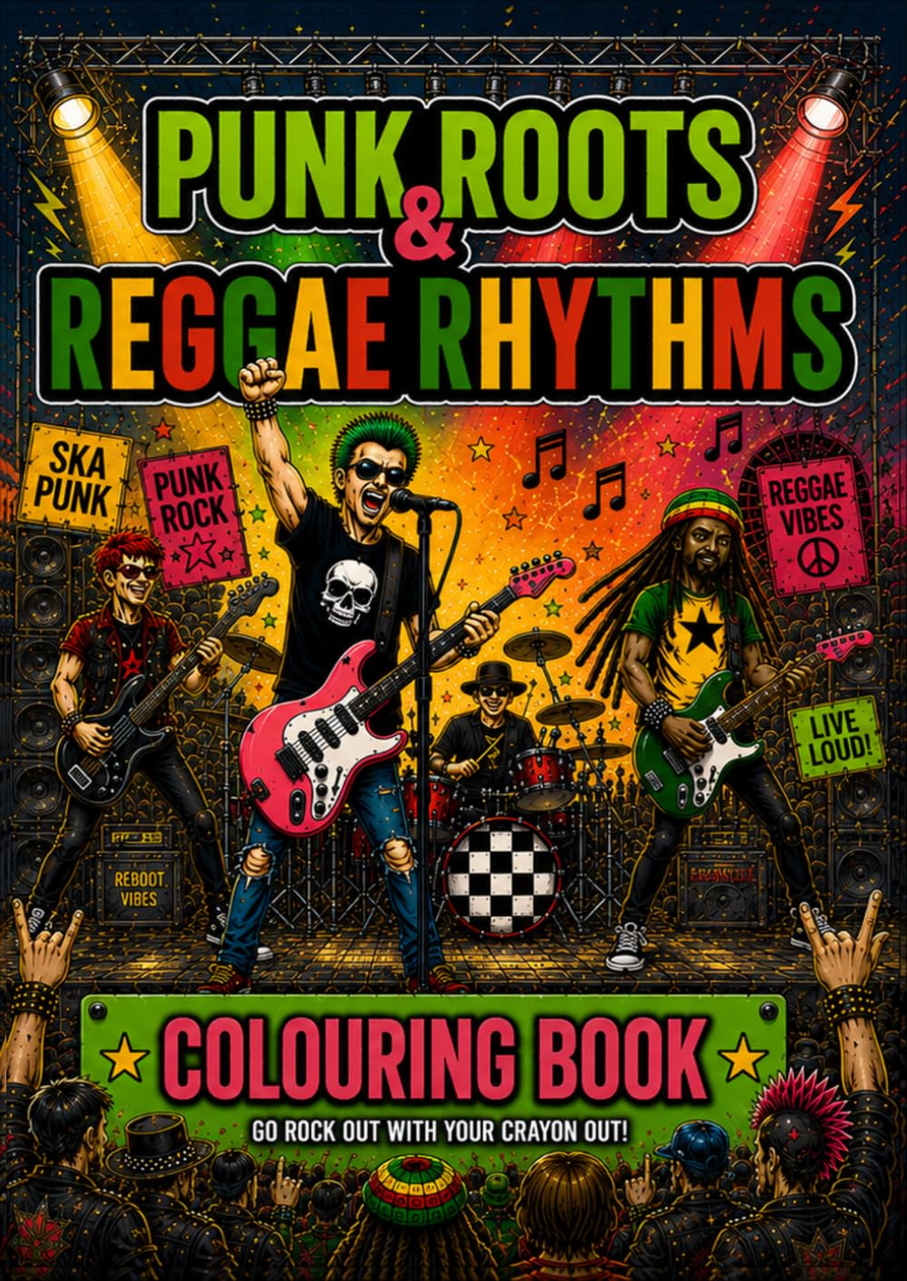 Punk Roots & Reggae Rhythms Colouring Book: A Collective Mix of Punk, Ska Punk, Reggae and Rock Music Scenes to Colour baixar o livro de graça
