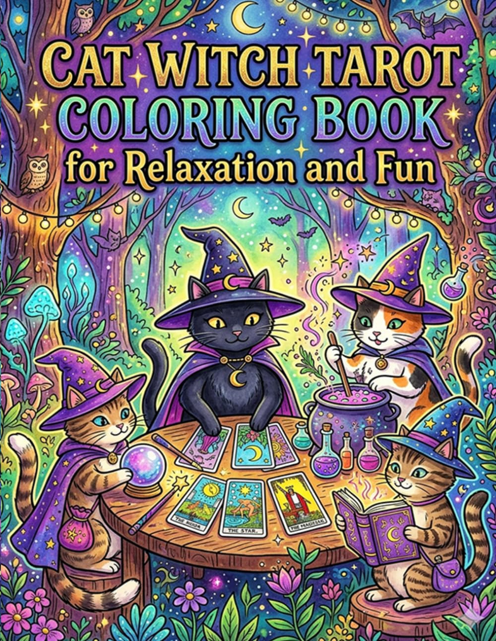 Cat Witch Tarot Coloring Book for Relaxation and Fun