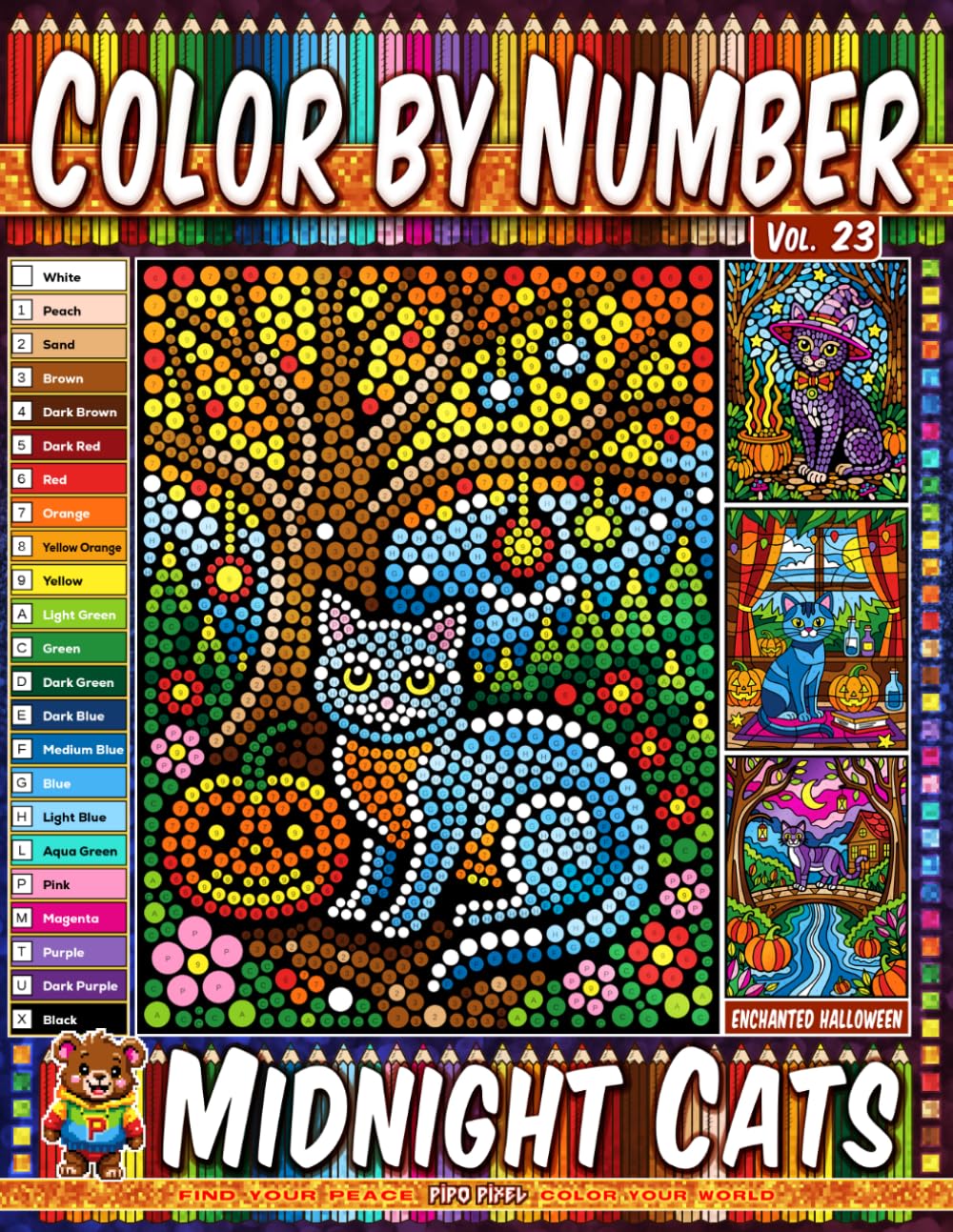 Color by Number Vol. 23 - Midnight Cats: Enchanted Halloween Edition - 20 Pages in Diverse Art Styles - Mystical Felines Under The Haunted Moonlight (Premium Print: Diverse Art Styles) baixar livro de graça