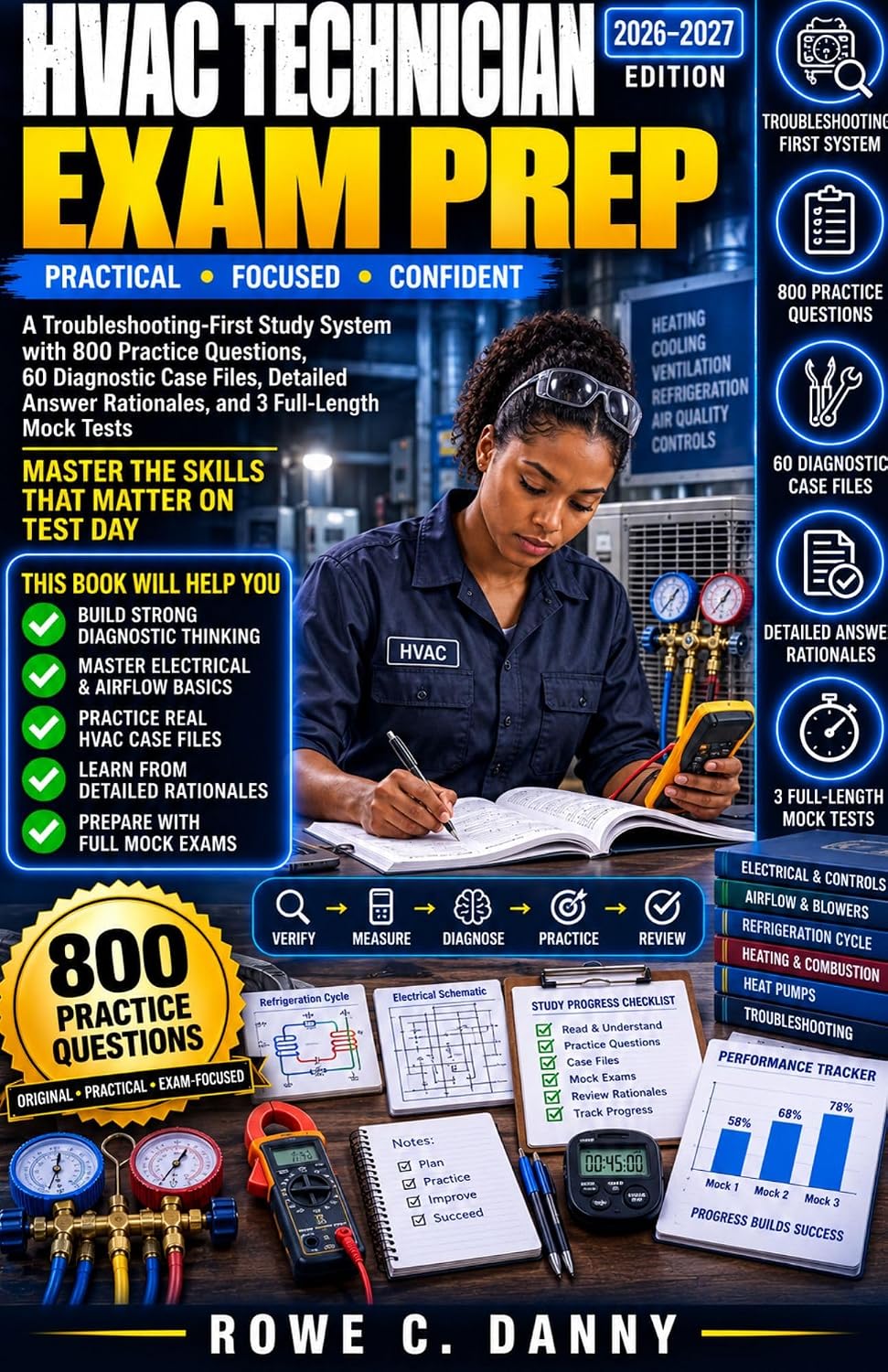 ler totalmente HVAC TECHNICIAN EXAM PREP: Troubleshooting-First Study System with 800 Practice Questions, 60 Diagnostic Case Files, Detailed Answer Rationales, and 3 Full-Length Mock Tests (English Edition)